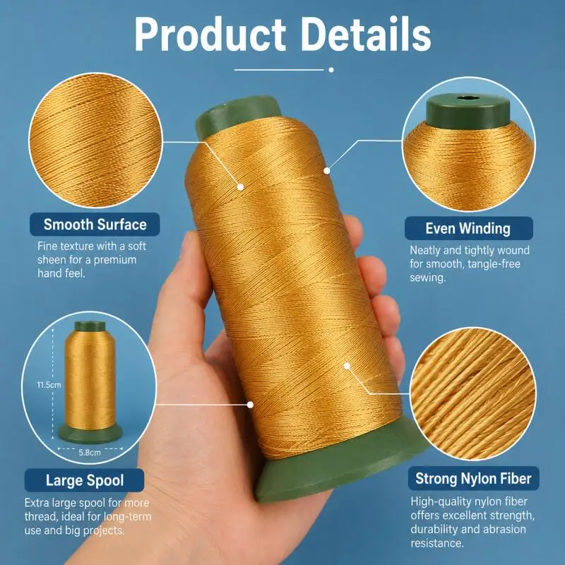 High Strength All-Purpose Heavy Duty Nylon Sewing Thread for Upholstery and Crafts