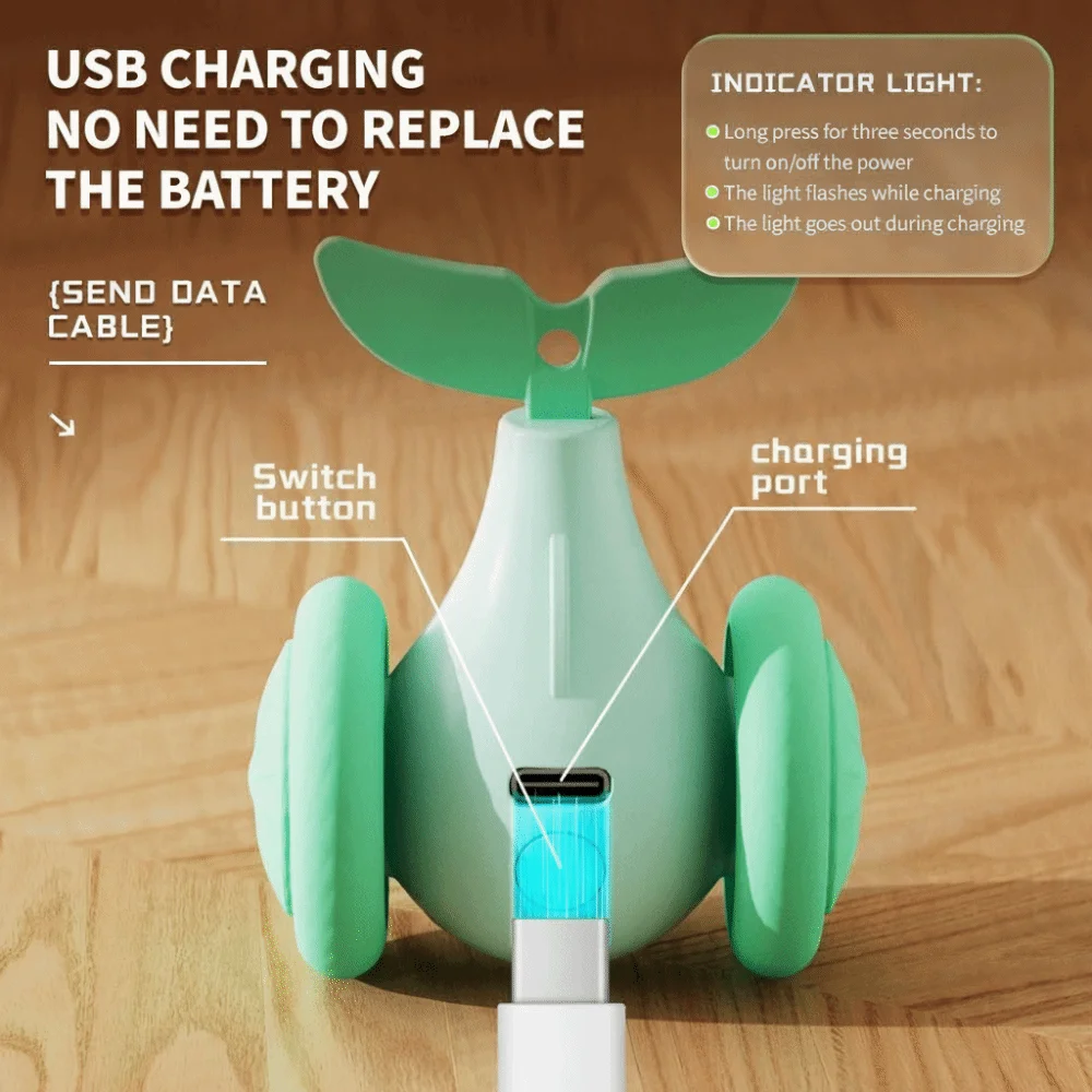 USB Charging Cat Interactive Whale Toy Running Car Interactive Automatic Rolling Ball Plastic Cat Teaser Toy Pet Play