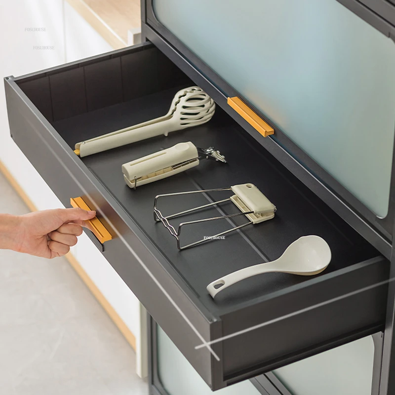 Modern Mobile Kitchen Cabinets Home Floor Multi-layer Storage Cabinet with Doors Multi-functional Side Cabinet Kitchen Furniture 4