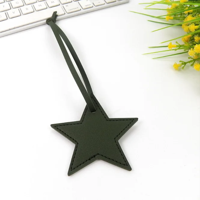 Personalized Five-Pointed Star Leather Keychain Pendant Gift