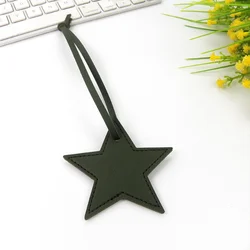 Personalized Five-Pointed Star Leather Keychain Pendant Gift (Dark green)