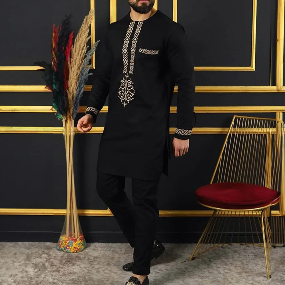 Men\'s Designer Clother Luxury Brand Clothing For Male African Traditional Outfit Dashiki 2Pc Elegant Men Suits Full Pant Sets