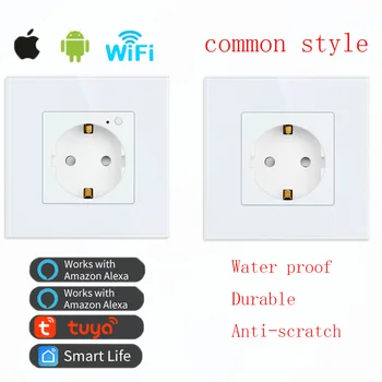 Smart Plug Wall Socket Wifi EU Standard 86*86mm Smart Power Monitor Sockets WIFI Socket Google Alexa APP Control