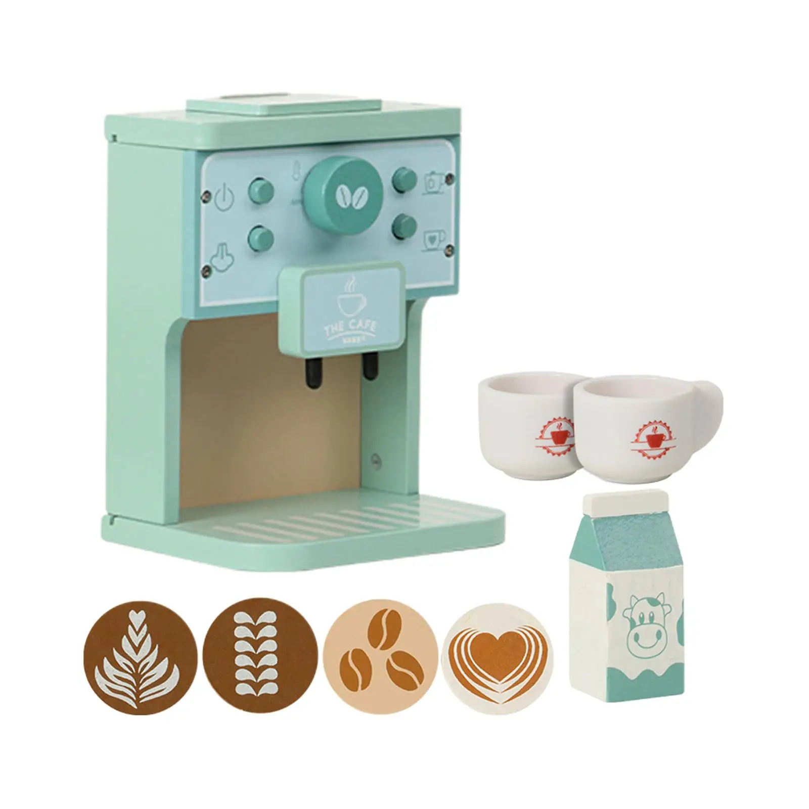 

8Pcs Kids Wooden Toys Encourages Imaginative Play Kitchen Accessories Wooden Coffee Maker Set for Girls Boys Birthday Gifts