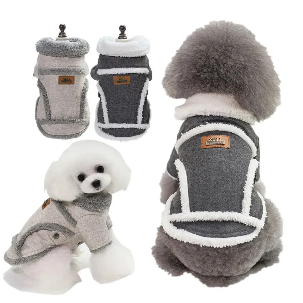 Pet Dog Thick Warm Nordic Jacket Coat Two Legs Puppy Dog Cotton Clothes Small Medium Poodle Handsome Winter Fashion Clothing