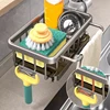 Kitchen Sink Faucet Organizer Shelf Metal Storage Rack Soap Sponge Holder Filter Basket Water Strainer Adjustable Switch Rack 3