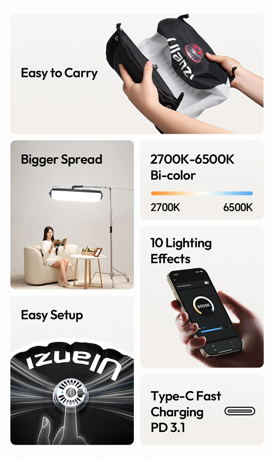 AL60 AL120 68W 136W Inflatable Air Tube Light APP Control LED Light 2700K-6500K