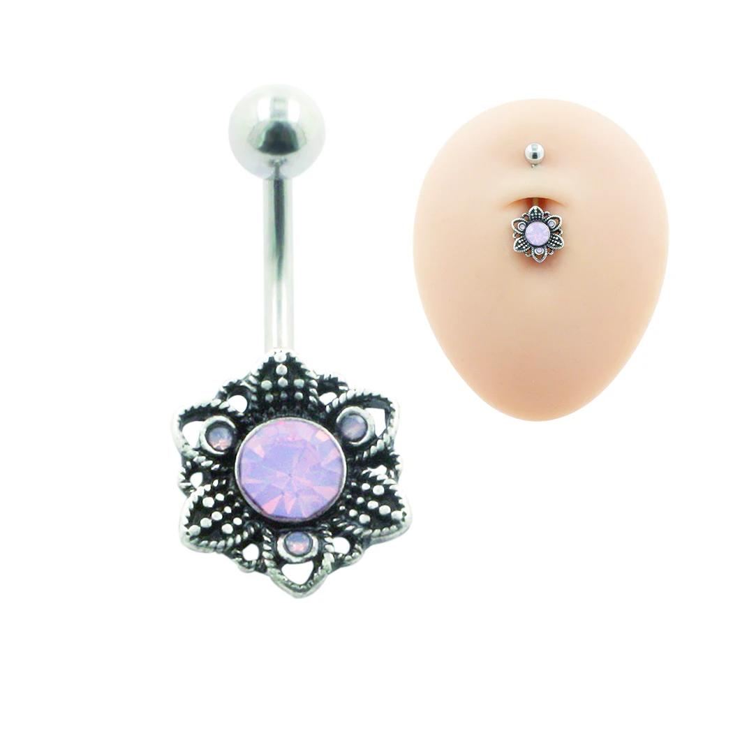 CZ Flower Belly Button Ring