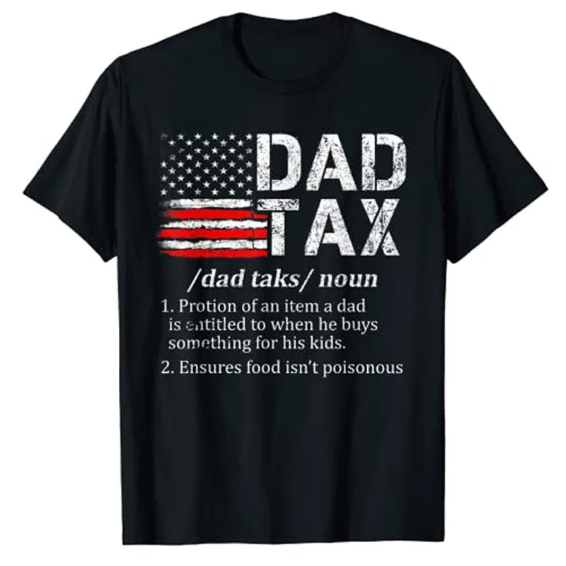 

Vintage Dad Tax Definition Shirts Funny Fathers Day T-Shirt Daddy Gifts Usa American Flag Print Graphic Tee Tops Basics Outfits