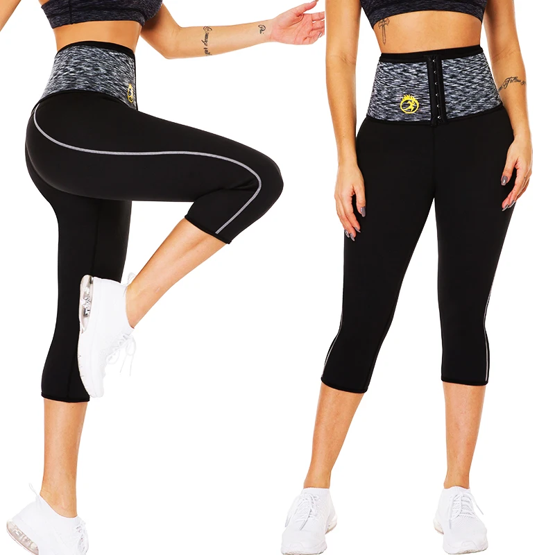 LAZAWG Women Hot Sweat Pants Neoprene Sauna Sweat Shorts Waist Trainer Body Shaper Waist With Hook Workout Short Control Panty waist trainer shapewear workout pants