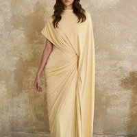 Modern Evening Dress فساتين سهره Customized Round Neck with Cape Pleat Ruched Sheath Arabian Prom Gown Formal Dresses - Image 4