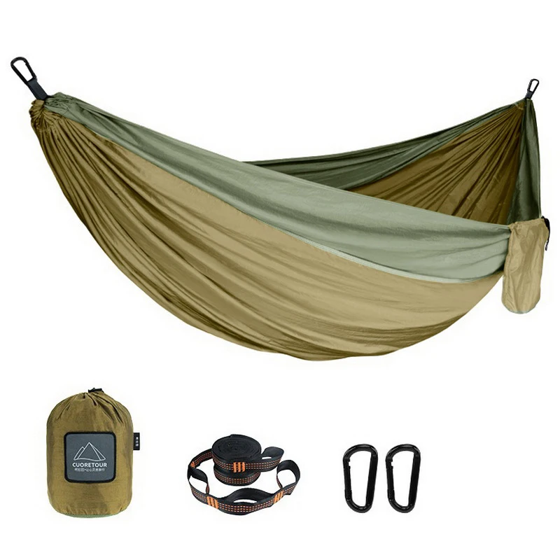 Portable Nylon Parachute Fabric Camping Hammock Single and Double Size Outdoor Hiking Garden