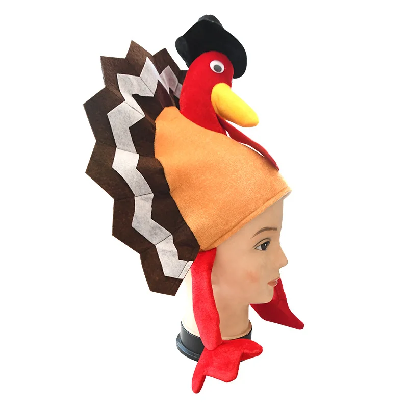 Funny Thanksgiving New Hooded Nose Polyester Turkey Hat Party props