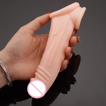 Highly Elastic Soft Penis Extender Sleeve Reusable Condoms Penis Ring Delay Ejaculation Erotic Toys Intimate Good For Men 18+ 3