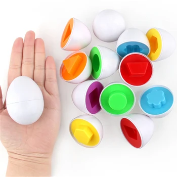 6PCS 몬테소리 학습 교육 수학 장난감 스마트 계란 어린이를위한 3D 퍼즐 게임 인기있는 장난감 퍼즐 혼합 모양 도구