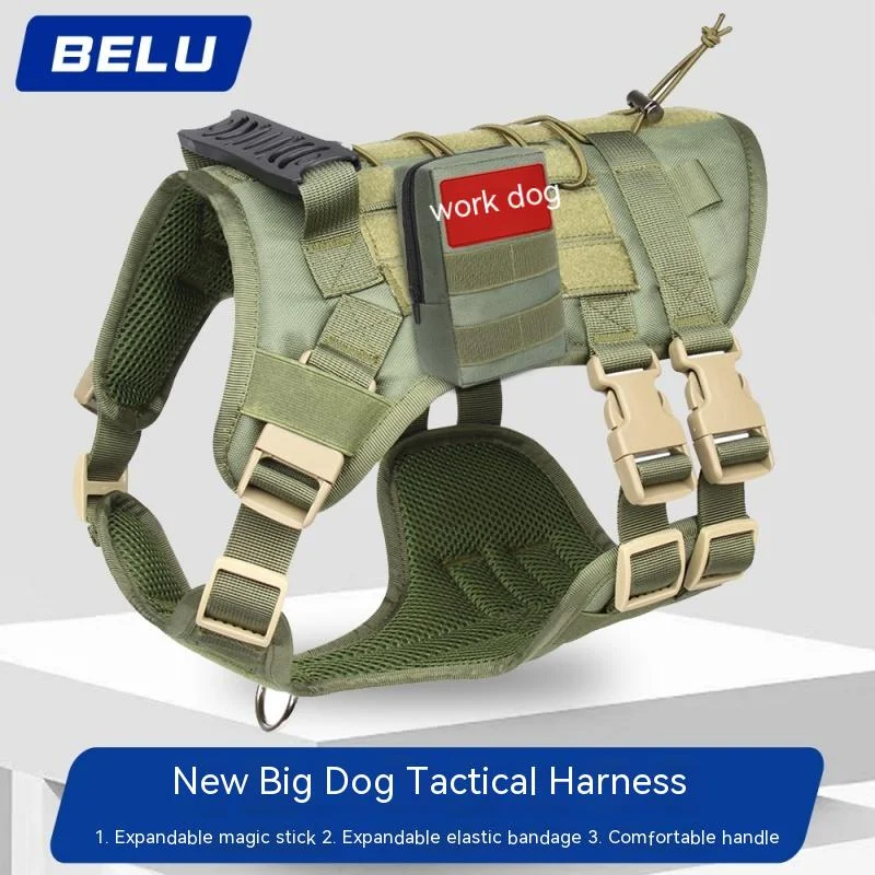 

Tactical Dog Harness Military No Pull Pet Harness Vest For Medium Large Dogs Training Hiking Molle Dog Harness With Pouches