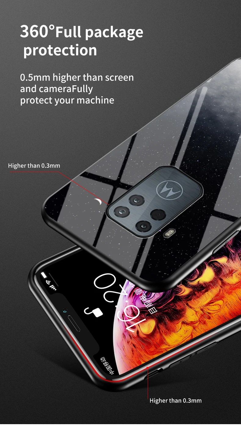 for Moto One Zoom Glass Case DECLAREYAO Luxury Hard Mirror Tempered Glass Coque For Moto G7 Power G7Play G5S Puls G6 Plu_voghion.com