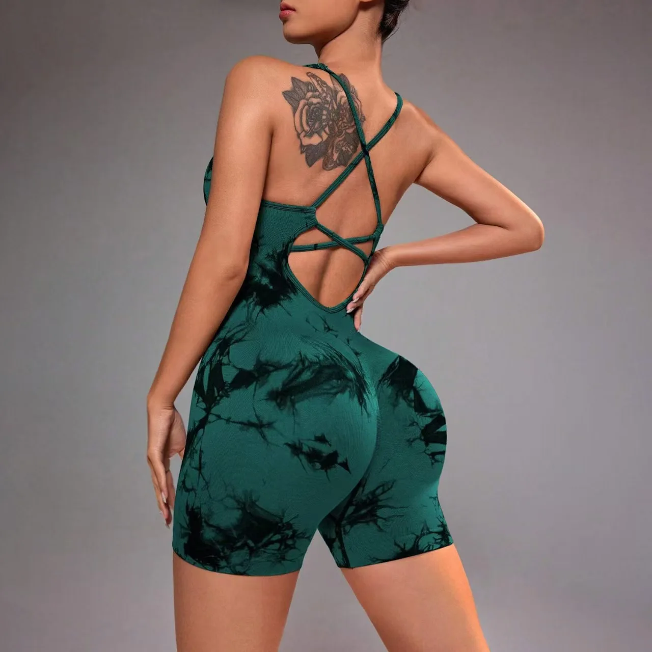 Justaucorps de yoga tie-dye pour femmes - Sans couture, sans ligne de culotte visible, justaucorps de danse à bretelles, justaucorps de sport à découpe haute pour la salle de sport et le fitness