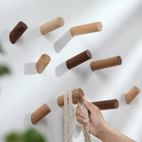 Natural Wood  Wall Mounted Coat Hook Decorative Key Holder Hat Scarf Handbag Storage Robe Hanger Bathroom Rack HK- 02 2