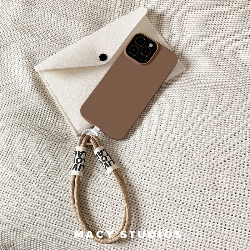 Crossbody Lanyard Strap Rope Cord Soft Case For iPhone 12 13 MiNi 11 Pro Max XS XR X 8 7 Plus SE 3 Brown Silicone Cover_voghion.com