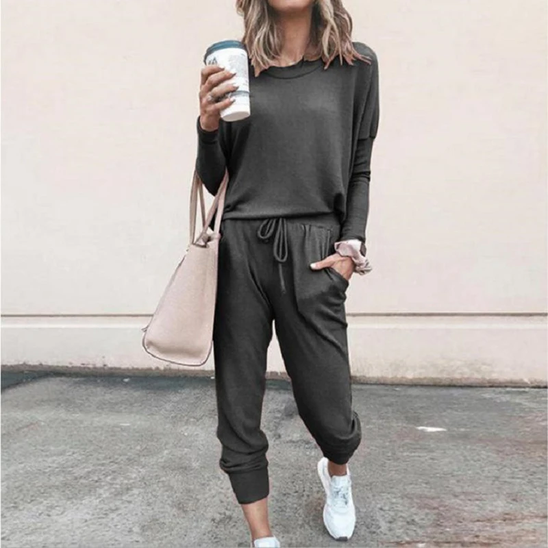Women Tracksuit 2023 Spring Autumn Casual Solid Color Long Sleeve Loose Hoodies Female Fashion Oversize Sportswear Two Piece Set