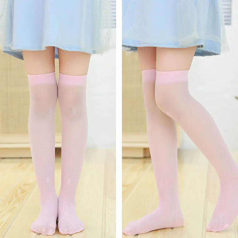 New Student Girls middle tube summer thin Cute Embroidery Cartoon rabbit stockings princess baby over the knee High Long Socks