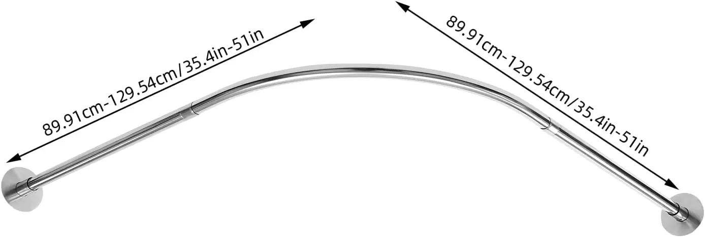 L-förmige Duschvorhangstange, verstellbar für Badezimmer-Ecken, ohne Bohren, Duschstange mit einfacher Installation, 90-130 cm – Detail 2