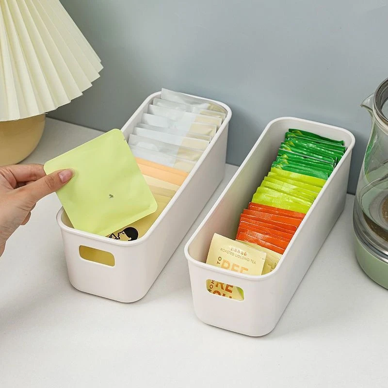4 PCS Multi Functional Storage Box, Partitioned Artifact, Long Strip Box, ncovered Storage Box,Desktop Storage,Underwear Storage