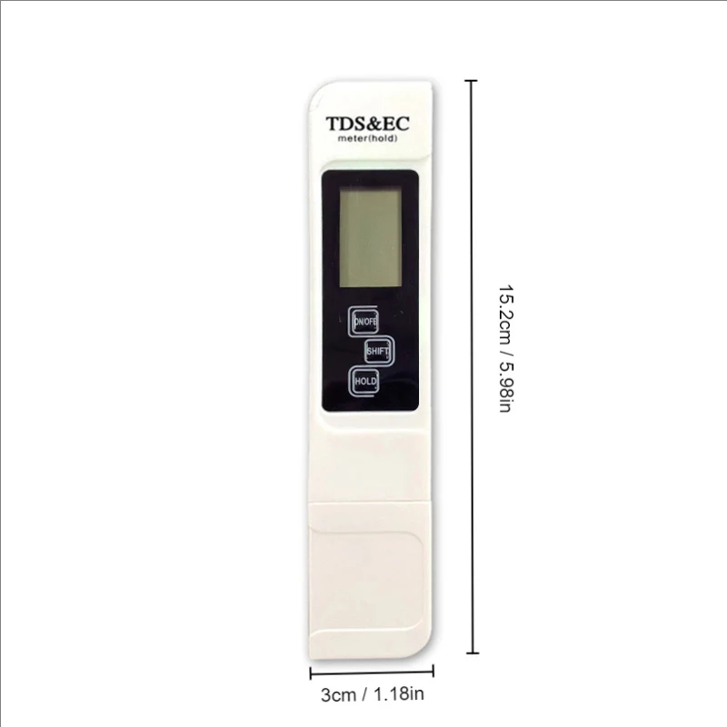 High-Precision White Handheld Digital Water Tester with Large Screen Display