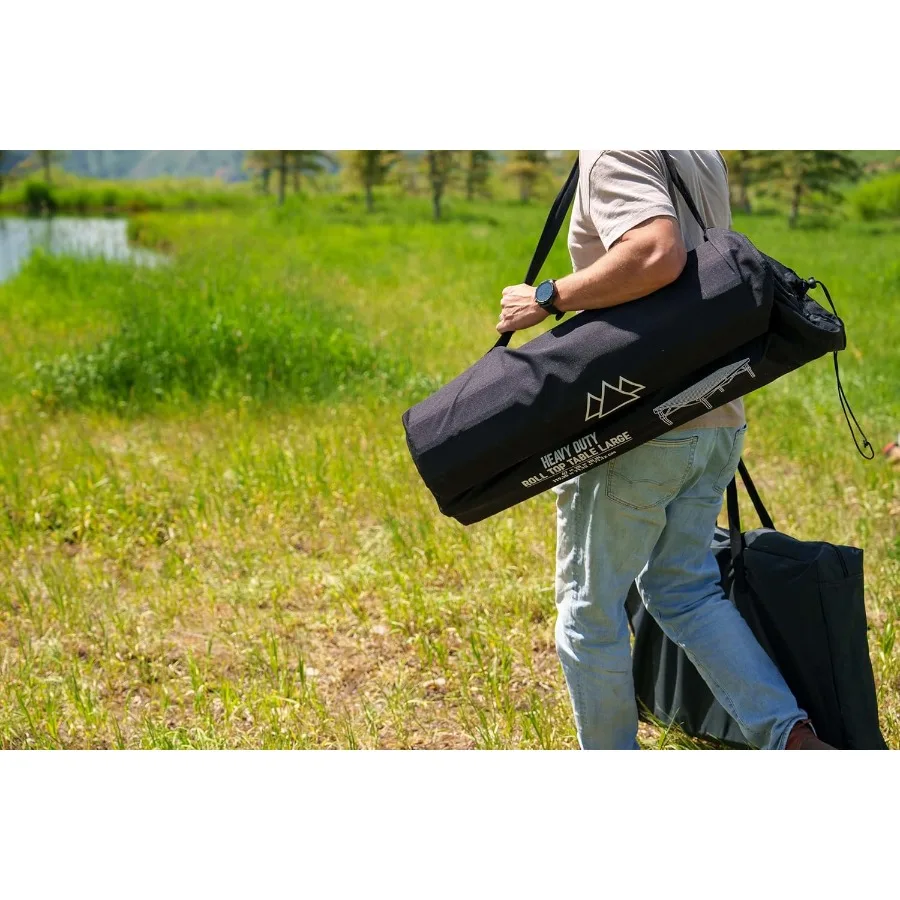 HeavyDuty RollTop Table for Camping Large Portable AluminumTop Folding Table with Steel Frame by Caddis Sports