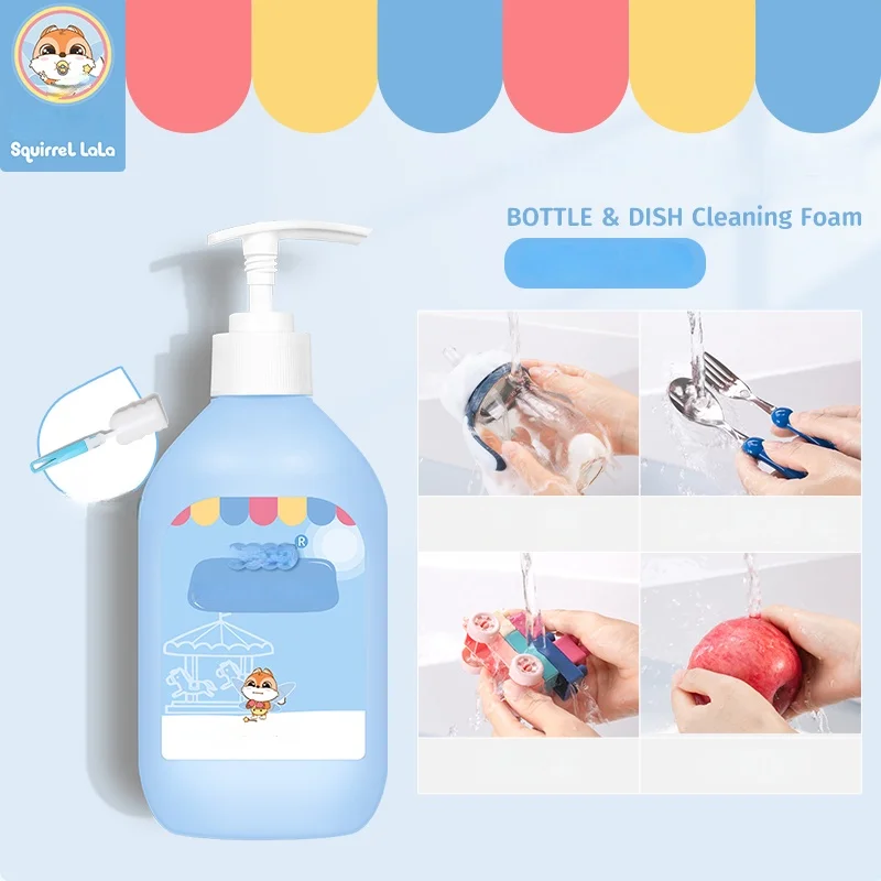 다람쥐 라라 젖병 세정제 300ml, 장난감 과일 및 채소 빨대 컵 식기 청소 솔루션