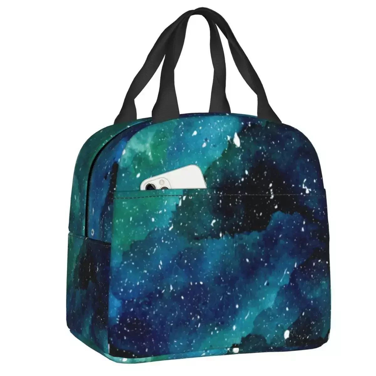 

2024 New Emerald Galaxy Resuable Lunch Box Women Leakproof Cooler Thermal Food Insulated Lunch Bag Office Work