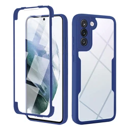 360 Full Coverage Transparent Phone Case with Front and Back Protection - S26 Ultra (Blue)