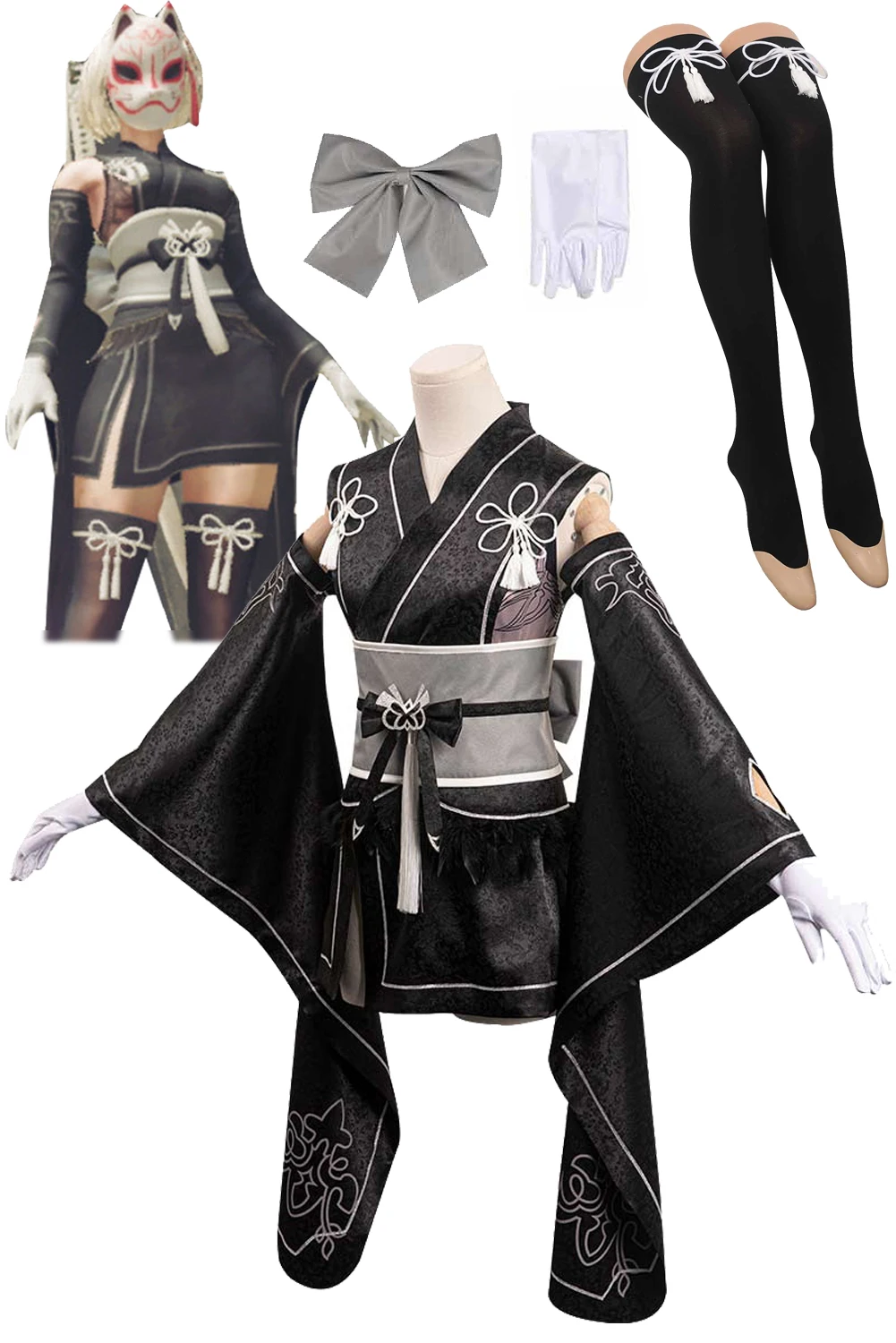 

YoRHa 2B Cosplay Kimono Women Costume Anime Game NieR Reincarnation No.2 Type B Fancy Dress Carnival Party Clothes Role Playing