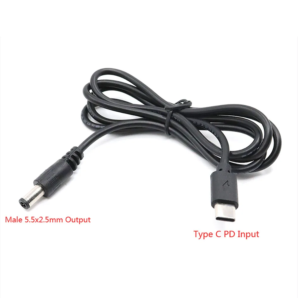 USB Type C to 12V Male DC 5.5x2.5mm Power Bank PD Adapter Cable For Laptop  CCTV Camera,Wireless WIFI Router,Speakers,LED Light