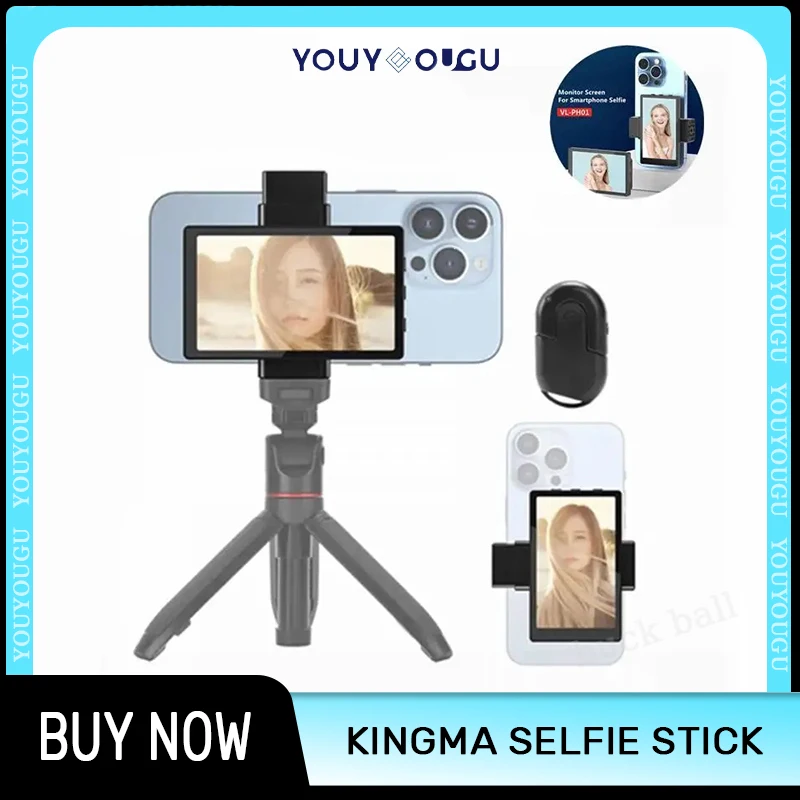 Kingma 스마트폰 셀카봉 삼각대 스탠드 모니터 화면, 마그네틱 휴대폰 후면 브이로그 카메라, 셀카 브이로그 틱톡 라이브 스트리밍용