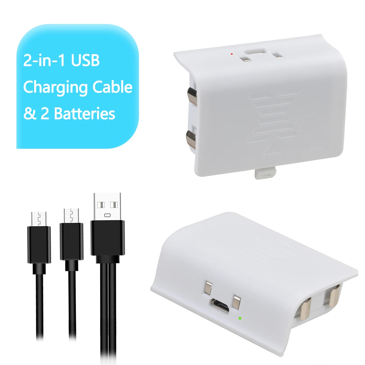 Batteria Per Controller Xbox Da 1100Mah Con Cavo Usb 2 In 1 Per Xbox One, Xbox One S, Xbox One X, Controller Wireless Xbox One Elite