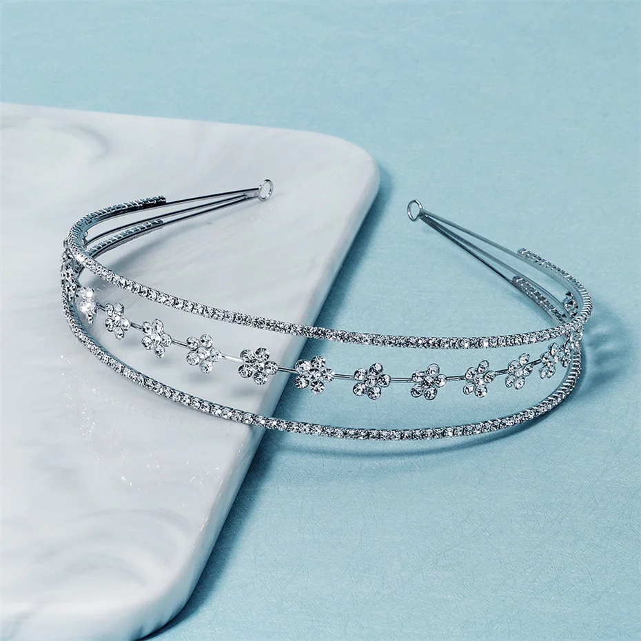 Efily Strass Hochzeit Stirnband für Frauen Silber Farbe Kristall Tiaras und Kronen Braut Haar Zubehör Kopfschmuck Schmuck