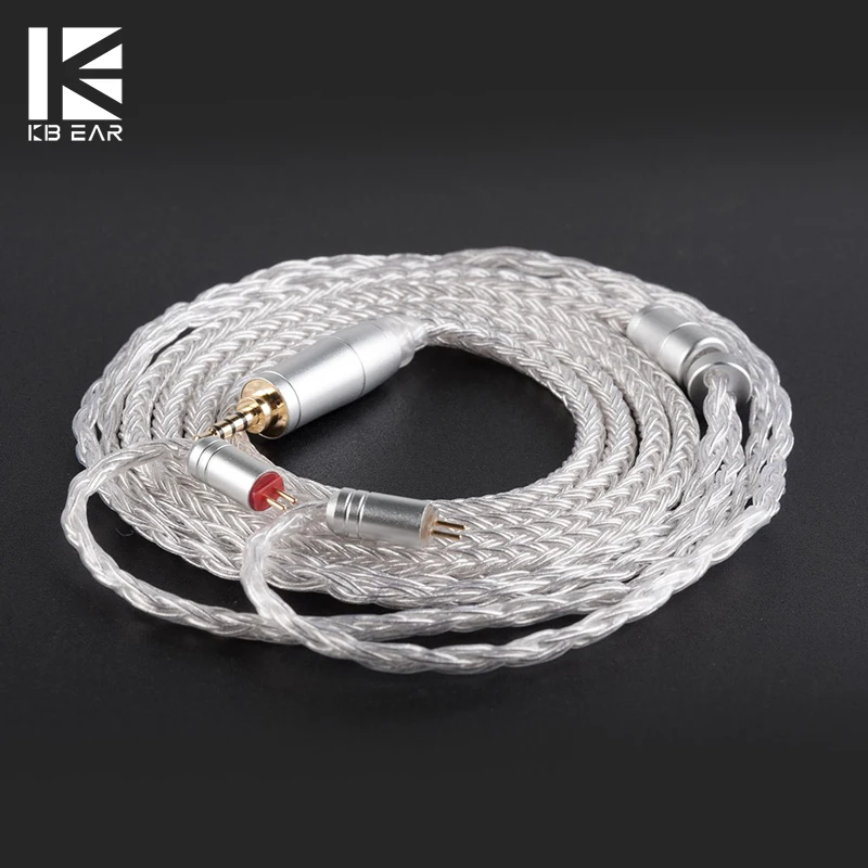 

KBEAR 16 Core Silver Hifi Earphone Audio Cable MMCX/QDC/2PIN 2.5/3.5/4.4MM Headphone Plug for Blon Bl-03/01 KZ EDX KBEAR KS1