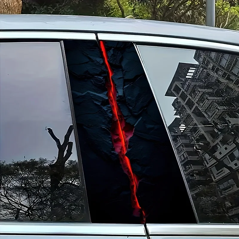 2 pieces of red cracked car stickers, durable vinyl, semi matte, easy to stick, waterproof, self-adhesive, disposable, - 4