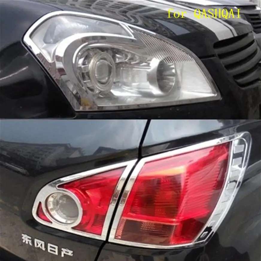 

high quality ABS Chrome Front headlight Lamp Cover Rear headlight Lamp Cover For Nissan QASHQAI 2007-2013 Car Styling