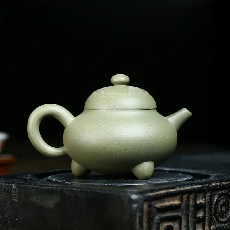 150ml Yixing purple clay teapot, handmade three legged frame shaped original mineral Kung Fu tea set by famous craftsmen