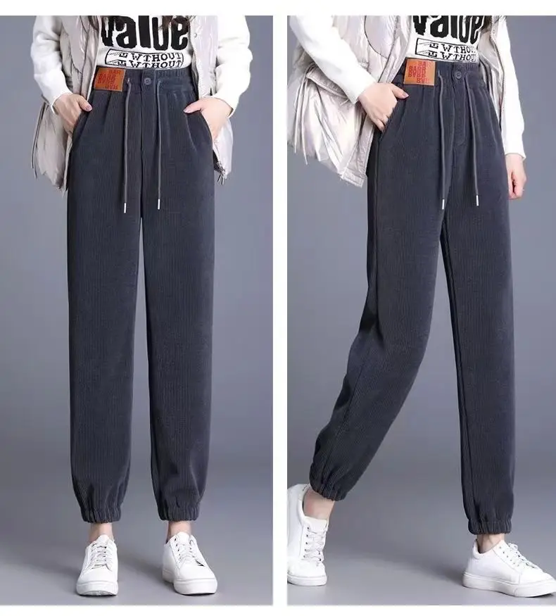 Herbst Winter plus Samt Mode Harajuku Hosen Frauen alle passen Dame Hosen hohe Taille koreanische Harem Hose dicke weibliche Kleidung – Detail 6