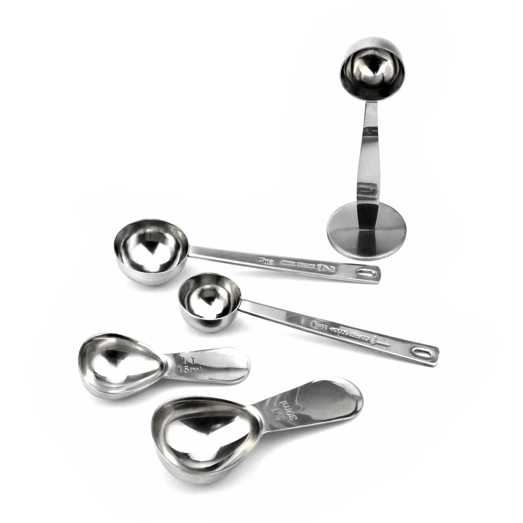 Portable 201 Stainless Steel Stand Coffee Powder Measuring Tamper Spoon Stainless Steel Coffee & Tea Tools images - 6