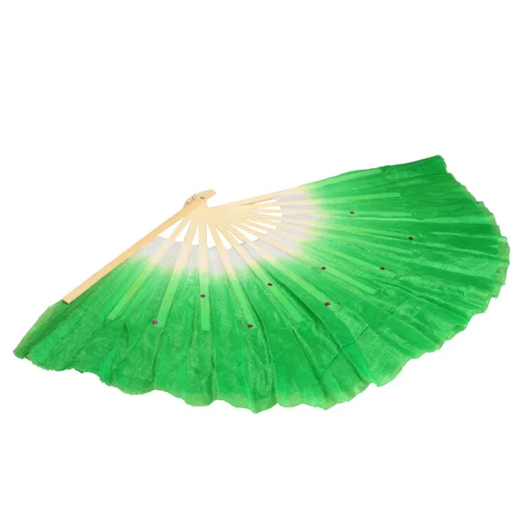 New Colorful Silk Veil Folk Art Chinese Belly Dance Dancing Bamboo Short Fan Silk for Dancing Lover Tool