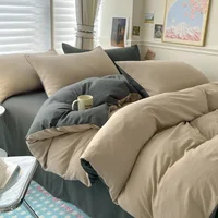 Linge de lit en coton, ensemble de literie solide avec drap, housse de couette, taies d'oreiller, drap de lit pour Couple simple, King, Queen, Double, taille 6