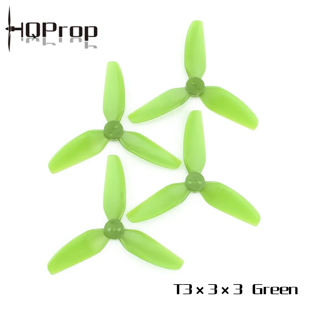Détail des pales et du moyeu des HQProp T3X3X3 hélices 3 pouces 3 pales CW/CCW, lot de 4 paires pour drone FPV course
