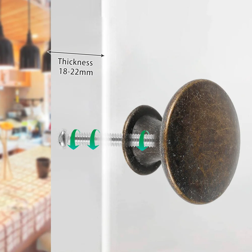 Brass Vintage Drawer Handle Antique Bronze Cupboard Door Pull Knob Round Zinc Alloy Dresser Knob Single Hole