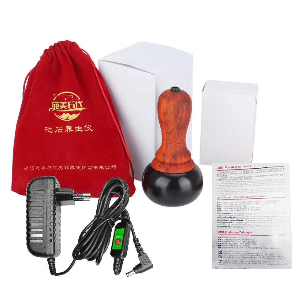 Hot Stone Electric GuaSha Massager Natural Stone Needle Skin Scraping Back Neck Face Massage Relax Muscles Skin Lift Care Spa