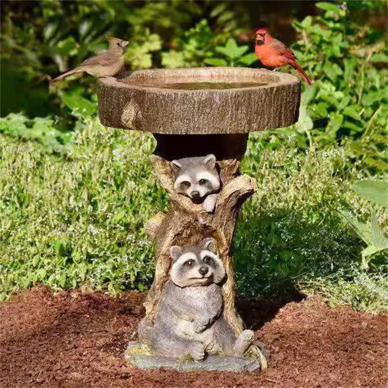 

Vibrant Colors Bird Bath Unique Design Resin Sculpture Durable Handcrafted Bird Drinking Charming Bird Drinking Decor Beautiful